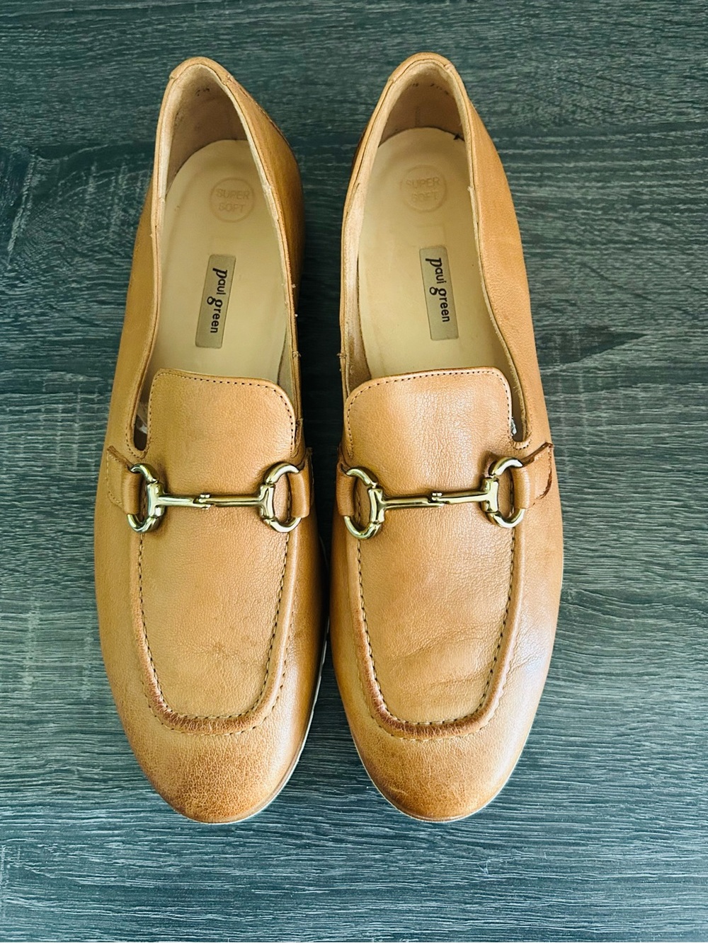 Paul Green Tan Leather Bit Loafers